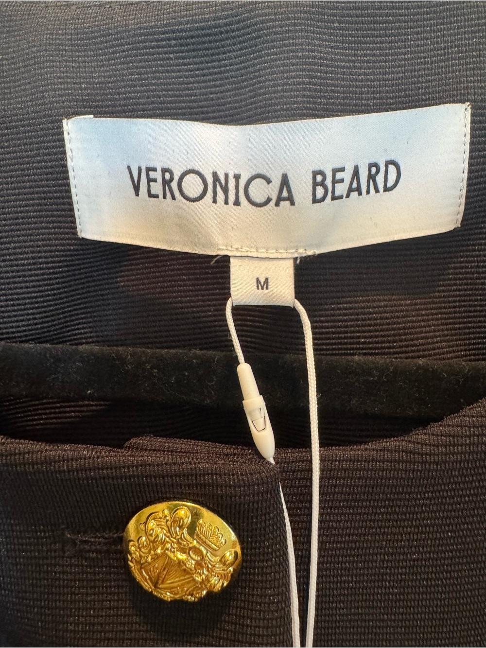 Veronica Beard Kensington Knit Jacket Black Collarless Blazer with Gold Buttons - Picture 3 of 6